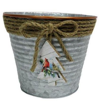 TIN PLANTER WITH TAG / ASSORTED
