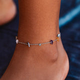 PURAVIDA RAINBOW CHIP CHAIN ANKLET / SILVER