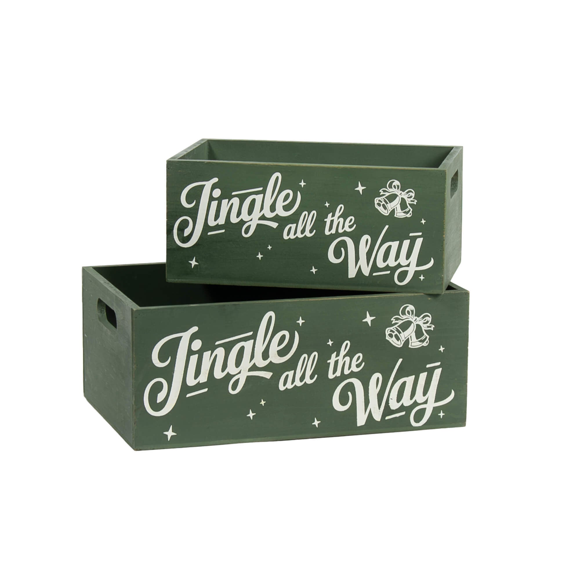 RECTANGULAR CRATE GREEN JINGLE ALL THE WAY