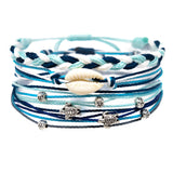 Charming Shark Cowrie Shell with Turtle Gems Stack Bracelet