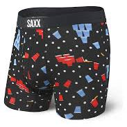 Image showcasing the interior view of men's briefs with a highlighted pouch area, indicating features such as soft mesh panels, a 3-D fit, anti-roll waistband, and flat out seams.