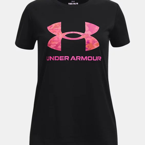 Under Armour Girls Print Fill Big Logo Short Sleeve