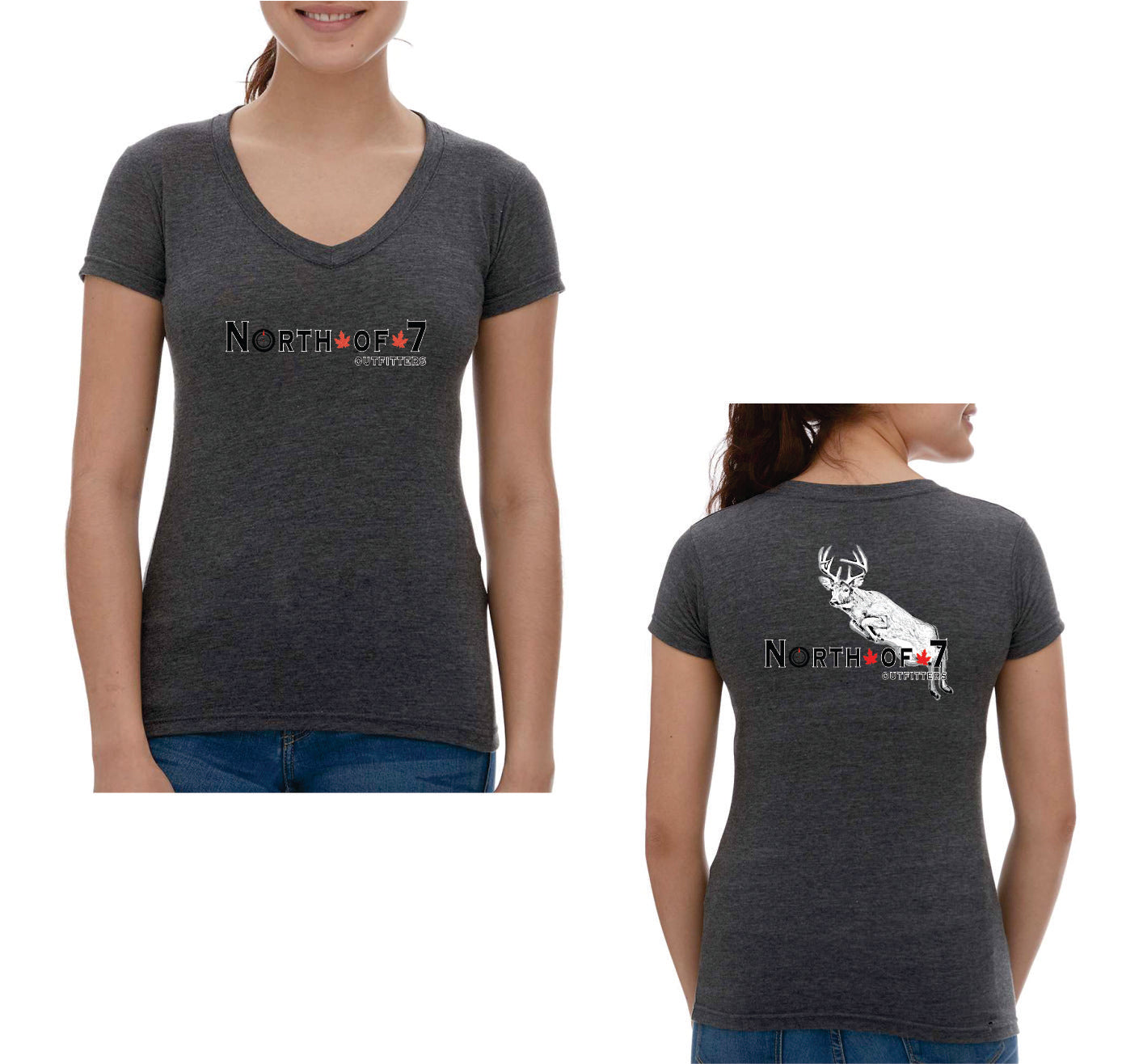 North of 7 Outfitters Women's Deer V Neck Tee